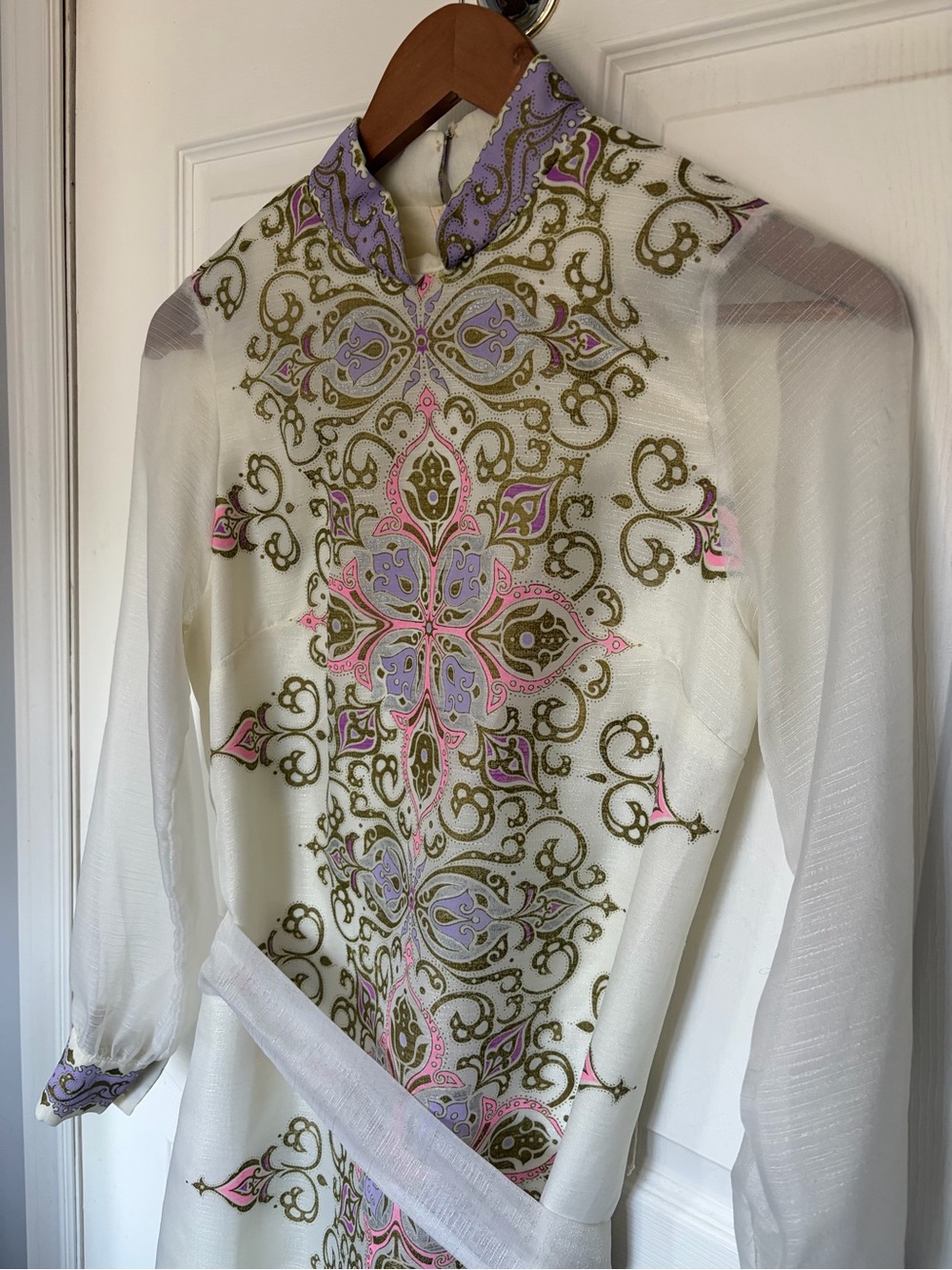 1960s / 1970s Vintage Alfred Shaheen Maxi Dress, Sheer and Metallic - Picture 4 of 17